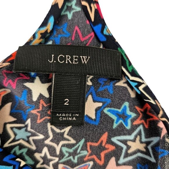 J. Crew T Back Cami Top Black Multicolor Stars Curved Hem Lightweight Size 2 NEW - Picture 3 of 9